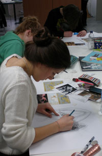 BMETC students working on ideas for the window design